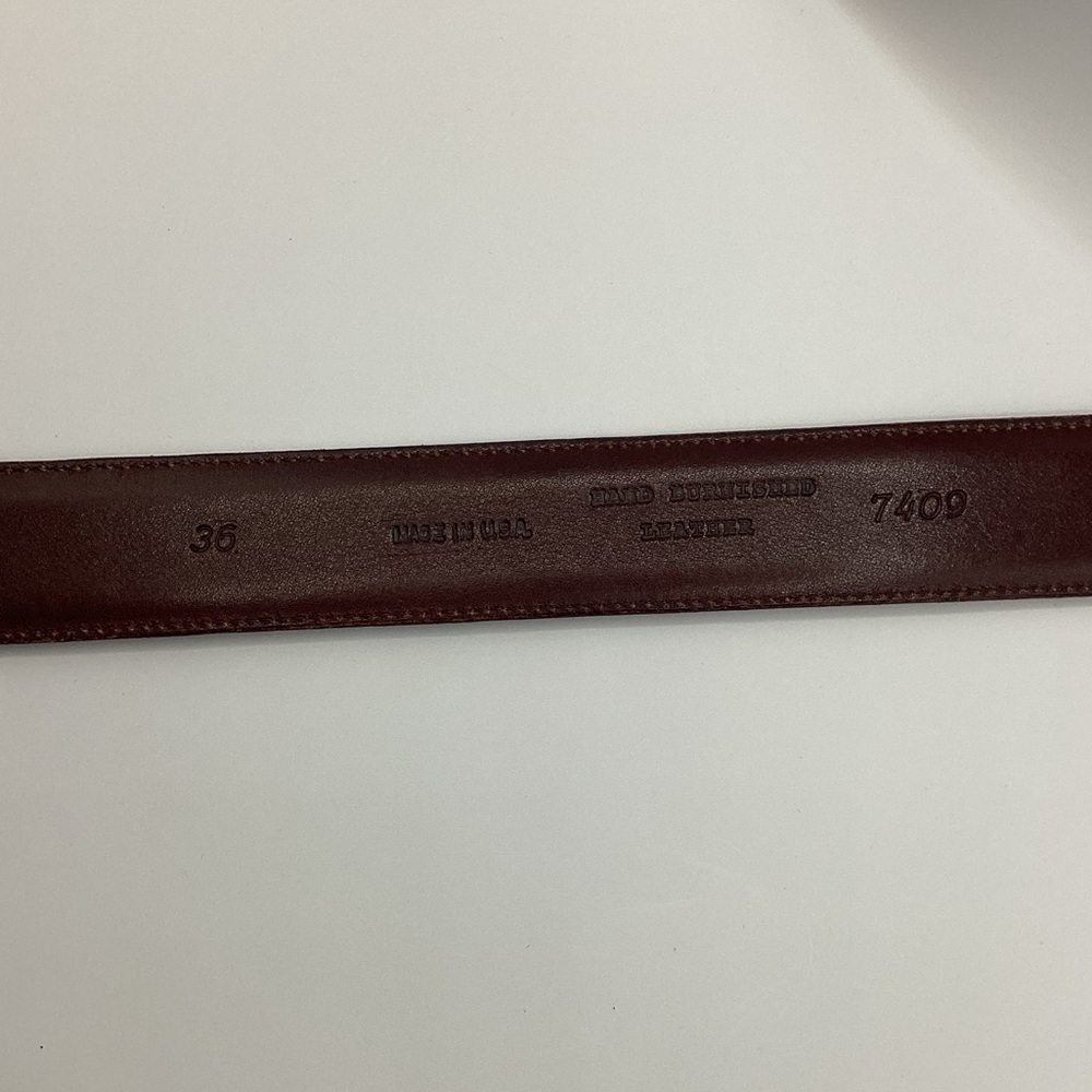Smooth Reddish Brown Leather Belt with Gold Brass Buckle - Picture 11 of 15